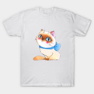 Cartoon Cat Watercolor T-Shirt